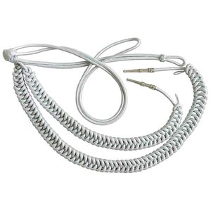 Aiguillette de cérémonie belge, rang inférieur, en soie orange avec attache argentée marine et corde torsadée tressée. - Product Image 3