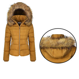 Custom OEM Winter Puffer Jacket Waterproof Breathable <b>Canvas</b> Fabric Front Hooded Streetwear Outerwear 100% Polyester Filling - Product Image 3