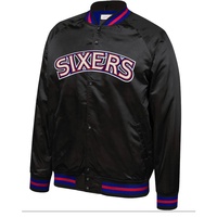 Veste de baseball en satin brodée personnalisée 2025 pour homme, veste de sport, veste de style, vente chaude, veste de printemps, veste de basketball 6ers