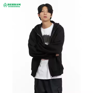 Sweat à capuche zippé vierge surdimensionné avec logo personnalisé conception 330gsm sweat à capuche 400gsm pull lourd pour hommes sweat à capuche zippé pour hommes - Product Image 3