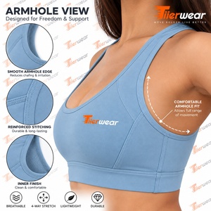 Sujetador Deportivo Azul Claro de Soporte Medio sin Tirantes para Niñas, Top Atlético Transpirable para Yoga y Fitness con Logotipo Frontal - Product Image 4