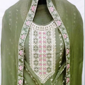 Modern Designer Unstitched Hand Embroidered Indian Fashion-Forward Beautiful <b>Suits</b> for <b>Women</b> for Traditional Style Parties - Product Image 1