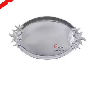 Plateau de service en métal de forme carrée de regard royal avec la poignée de concepteur pour la maison et le restaurant d'hôtel - Product Image 4