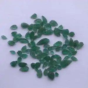Genuine Natural Zambian Emerald Carved Leaf Shape Stone Rare Precious Gemstone From Wholesaler Factory Price From Manufacturer