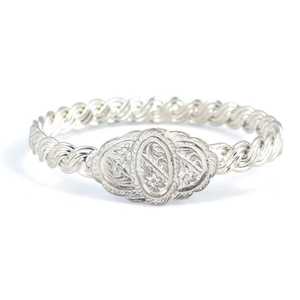 925 Sterling Silver Three-<b>Wire</b> <b>Flower</b> Pattern Bracelet with Oval Stone Twisted Design - Product Image 4