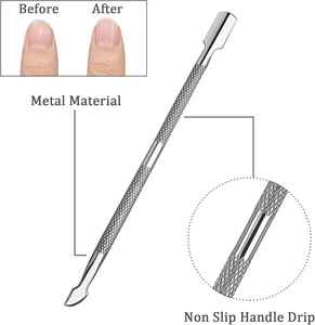Outil professionnel de beauté de poussoir et de grattoir de cuticule en métal double face pour le dissolvant de cuticules - Product Image 2