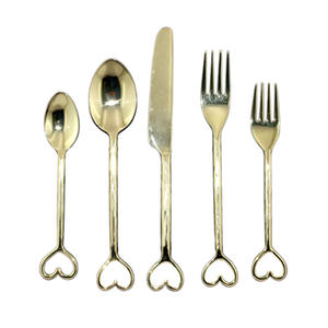 Stainless Steel Cutlery Set Dinnerware Spoon Fork Knife <b>Gold</b> Feather Design Handle Metal Flatware Sets for Restaurant Hotel - Product Image 3