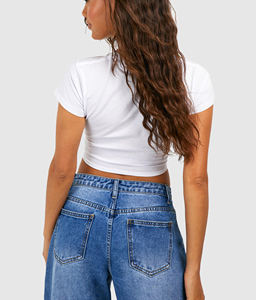 OEM/ODM Custom Printed Logo Blank <b>Crop</b> <b>Top</b> T-shirt High Quality 100% Cotton 230 GSM O Neck Regular Fit T-shirt For women - Product Image 2