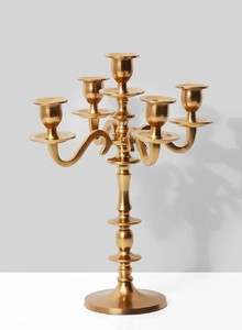 Handmade Luxury Finish Metal <b>Candelabra</b> 5-Candle Decorative Wedding Centerpiece with Candle Jars Wedding Decor - Product Image 3