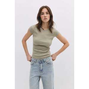 T-shirt décontracté à manches courtes et col rond, 100% coton, tissu en velours côtelé, coupe classique, Mega Merchant - Product Image 1