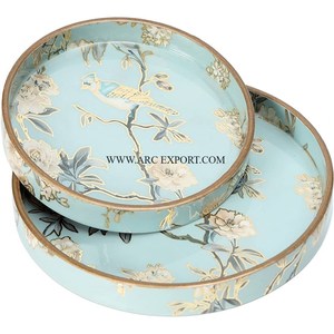 Plateau de service de table de grande taille fait à la main écologique avec poignées en aluminium argentées Trending Top Sale Food Tray - Product Image 4