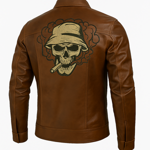 แจ็คเก็ตนักขี่จักรยานหนังแท้ทรงสลิมฟิตสำหรับผู้ชายเสื้อโค้ทหนังวัวธรรมชาติวินเทจสำหรับฤดูหนาว - Product Image 4