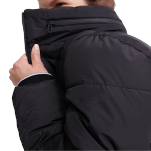 Nylon Black Full-<b>Sleeve</b> Stand Collar Puffer Jacket Durable Winter Crop <b>Top</b> with <b>Long</b> Length Cotton Filled Made in Pakistan - Product Image 6