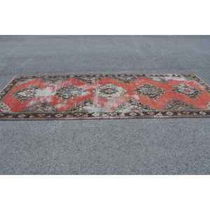 Tapis turc vintage 4,7x12,1 pi (142x370 cm), tapis floral rouge et noir - Product Image 3