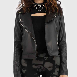 Chaqueta de piel de oveja auténtica Premium para mujer, diseño de Moto clásico de gama alta, transpirable, impermeable, cuello levantado, ajustado - Product Image 1