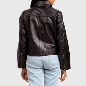 Chaqueta de Cuero para Mujer al por Mayor, Chaqueta de Cuero de Manga Larga, Diseño OEM, Logotipo Personalizado, Chaquetas de Cuero Transpirables para Mujer - Product Image 3