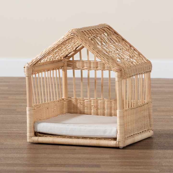 Picture of Bohemian Natural Rattan Pet Bed Handcrafted Wicker Dog House Indoor ...