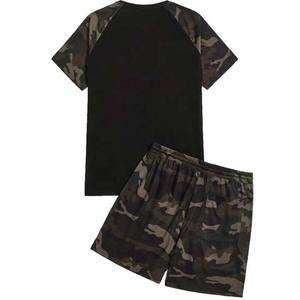 Chándales de 2 piezas de talla grande para hombre, ropa deportiva de verano 2025, camiseta de manga corta con estampado de camuflaje y pantalones cortos con cordón en la cintura - Product Image 2