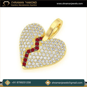 Pendentif Coeur Brisé en Diamant de Laboratoire 0.5TCW Or Massif 10K 14K 18K VVS DEF Glacé Personnalisé Unisexe Hip Hop Bijoux Cadeau - Product Image 5