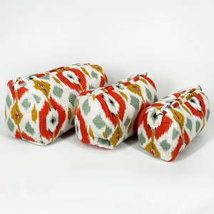 Pochette en coton matelassé vintage fait à la main fermeture à glissière Durable résistant à l'eau organisateur de maquillage de voyage écologique grand étui - Product Image 3