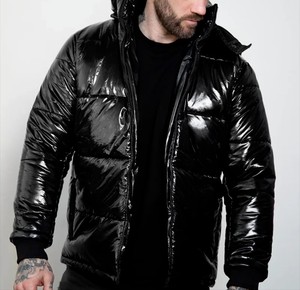 Veste matelassée décontractée unisexe en gros, à fermeture éclair, noire et blanche, design ample, rembourrage d'hiver, pour hommes, femmes, taille plus - Product Image 1