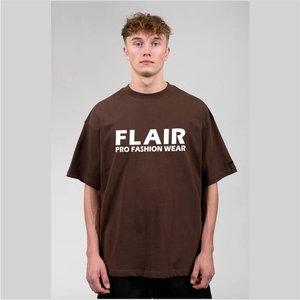Men's High Quality Brown Color Cotton T-shirt Custom Logo <b>Drop</b> Shoulder Oversized Crew Neck 100% Cotton - Product Image 2