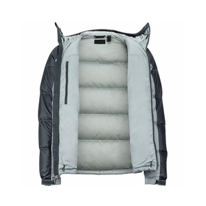 <b>Men's</b> Hooded Puffer Jacket Stand Collar <b>Long</b> Color Blocking Windproof Winter <b>Coat</b> Casual Style Gray <b>Black</b> Polyester Wadding - Product Image 2