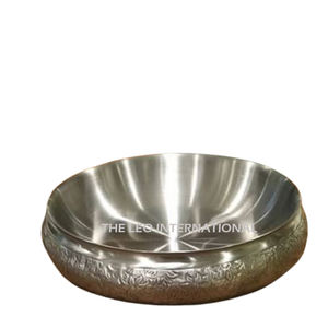 Tazón Decorativo con Textura en Relieve, de Aluminio, Libre de Metal, para Servir Almuerzo o Cena, Forma Redonda, Estilo Japonés - Product Image 1