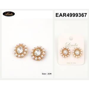 Orecchini a perla Linda, 2 cm, placcati oro, con perle finte rotonde, gioielli da donna alla moda per matrimoni - Product Image 1