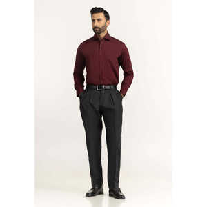 Pantalones de Traje Color Carbón de Corte Regular FP-NFL25-014, Elegantes Pantalones de Vestir para Hombre con Tela de Lana Peinada y Material 75% Poliéster 25% Rayón - Product Image 2