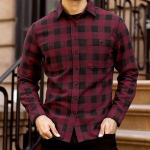 Good Quality <b>Men's</b> Flannel <b>Shirts</b> Regular Fit <b>Pocket</b> Maroon And Black Box Comfortable Plain Flannel <b>Shirts</b> For Youth - Product Image 6