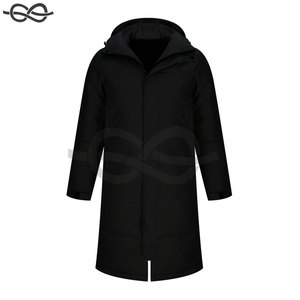 Chaqueta acolchada larga Abrigo acolchado con capucha cálido de invierno con bolsillos Abrigo acolchado térmico con cremallera de color sólido para clima frío - Product Image 2