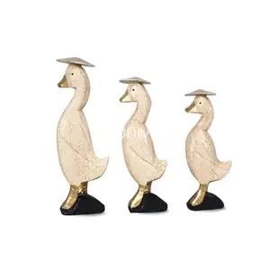 Großhandel hölzernes Entendekörper-Figurenset 3 für Heimdekoration oder Gartendekoration, individuelle Farbe hölzernes Tierfigur