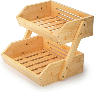 La mejor opción Vietnam bambú doble nivel montado en la pared respetuoso con el medio ambiente cesta de almacenamiento de frutas y verduras para encimera de cocina - Product Image 1