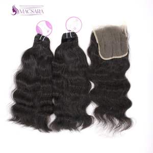 Vente en gros de paquets de cheveux vietnamiens bruts de haute qualité extensions de cheveux à fermeture à lacet pour la fabrication de perruque vague naturelle couleur noire - Product Image 1