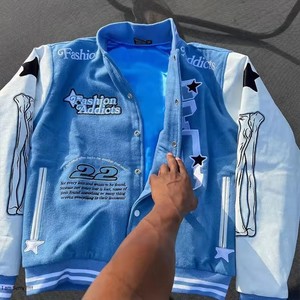 Chaqueta Universitaria de Béisbol con Mangas de Cuero y Bordado Chenille de Alta Calidad Personalizada OEM para Hombre - Product Image 4