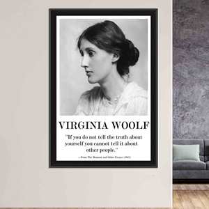 Impression sur verre trempé avec citation de Virginia Woolf : Art littéraire sur toile, toile encadrée noire - Product Image 1