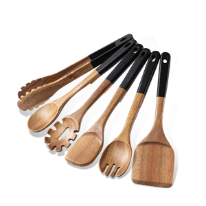 Wholesale Natural Acacia <b>Wooden</b> Utensils Kitchen Set <b>Cooking</b> <b>Wooden</b> <b>Spoons</b> with Hanging Hole Best Price from Vietnam - Product Image 2