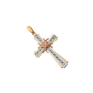 Última moda religiosa cristiana Cruz colgante fino CZ diamante circón 14K amarillo oro rosa plateado Aleación de tres tonos - Product Image 3