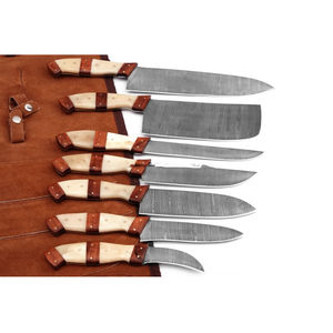 2025 recién llegado, superventas, 7 Uds., juego de cuchillos de Chef de acero de Damasco, juego de cuchillos de cocina de acero de Damasco forjado personalizado con bolsa enrollable - Product Image 1