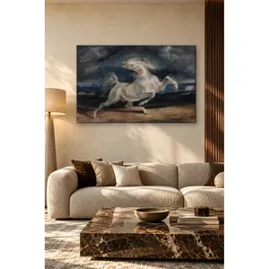 ภาพพิมพ์บนผ้าใบ "ม้าขาวตกใจในพายุ" โดยฟิดา เดอลาครัวซ์ - Product Image 2