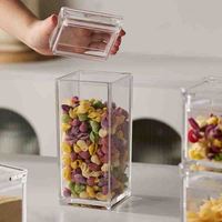 Ensemble de bocaux de rangement de cuisine en acrylique empilables et étanches - Bocaux et contenants de garde-manger de haute qualité avec couvercles, boîtes de rangement multi-tailles