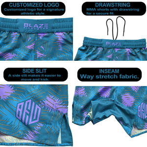 Short de sport MMA pour homme, léger et décontracté, en tissu élastique, avec décoration à bas prix, short d'entraînement Nogi BJJ - Product Image 6