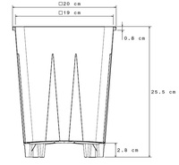 Macetas de vivero de plástico cuadradas MCF de 20x20x25,5 cm de capacidad de 7 litros con fondo de rejilla y patas elevadas para cultivo de bayas
