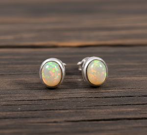 Gold Plated 925 Sterling <b>Silver</b> Bohemian Style Bezel Setting Opal Gemstone <b>Stud</b> <b>Earrings</b> <b>for</b> Party & Gift - Product Image 4