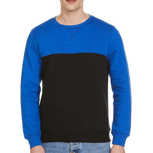 Sudadera de punto con cuello redondo y bloques de color para hombre, corte regular, informal de otoño, azul y negro, de manga larga, bicolor - Product Image 1