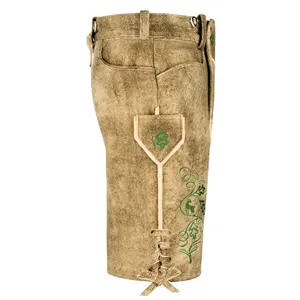 Wholesale <b>men</b> Bavarian Trachten German lederhosen <b>shorts</b> letherhosen 2026 hot sale suede <b>leather</b> product - Product Image 3