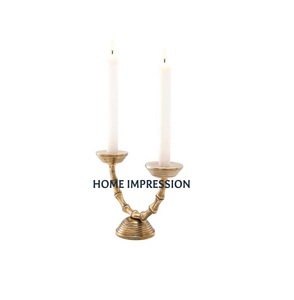 เชิงเทียนทองเหลืองโบราณสำหรับตกแต่งบ้านและงานแต่งงานเชิงเทียนแบบ2แขนสำหรับใช้ในการตกแต่งโต๊ะเชิงเทียน - Product Image 1