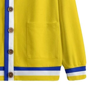 Cárdigan de estilo universitario tejido Sigma Gama Rho Sorority chaqueta amarillo azul rayas emblema cuello en V botón Decoración - Product Image 5