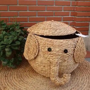 Water Hyacinth Elephant Storage <b>Baskets</b> <b>Laundry</b> Bags Animal Shape Super Cute <b>Wicker</b> <b>Basket</b> From Water Hyacinth - Product Image 4